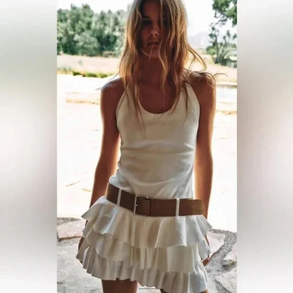 Zara | Dresses | Zara Belted Ruffled Dress | Poshmark